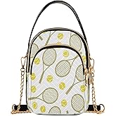 ALAZA Tennis Ball White Crossbody Bag Small Shoulder Handbags Leather Purse for Women