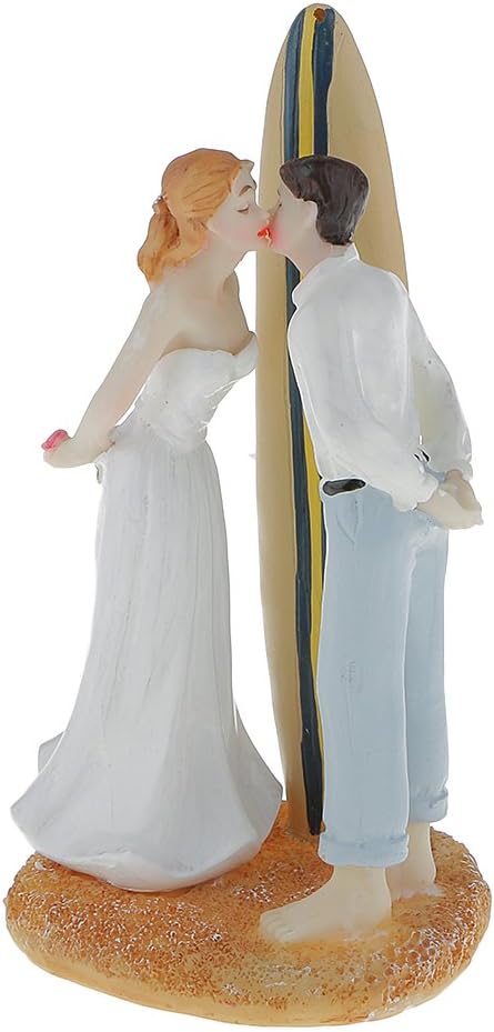 Napravi Rs Magideal Figurine De Couple Nouveau Marie Baiser Devant Planche De Surf Pour Mariage De Plage Patisserie Figurines Pour Gateaux