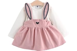MINKIDFASHION Baby Girls Rabbit Style Easter Long Sleeve Princess Flower Dress