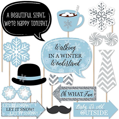 Winter Wonderland - Winter Wedding Photo Booth Props Kit - 20 Count