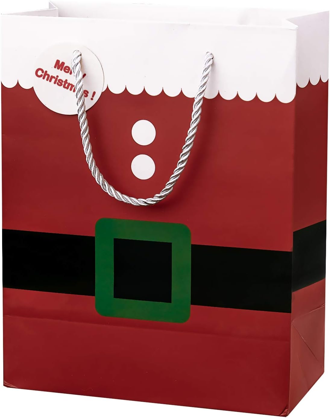 CriskyCrisky Merry Christmas Santa Claus Gift Bags, Deep Red, Medium Bags 12 Pcs, 10" x 8" x 4"