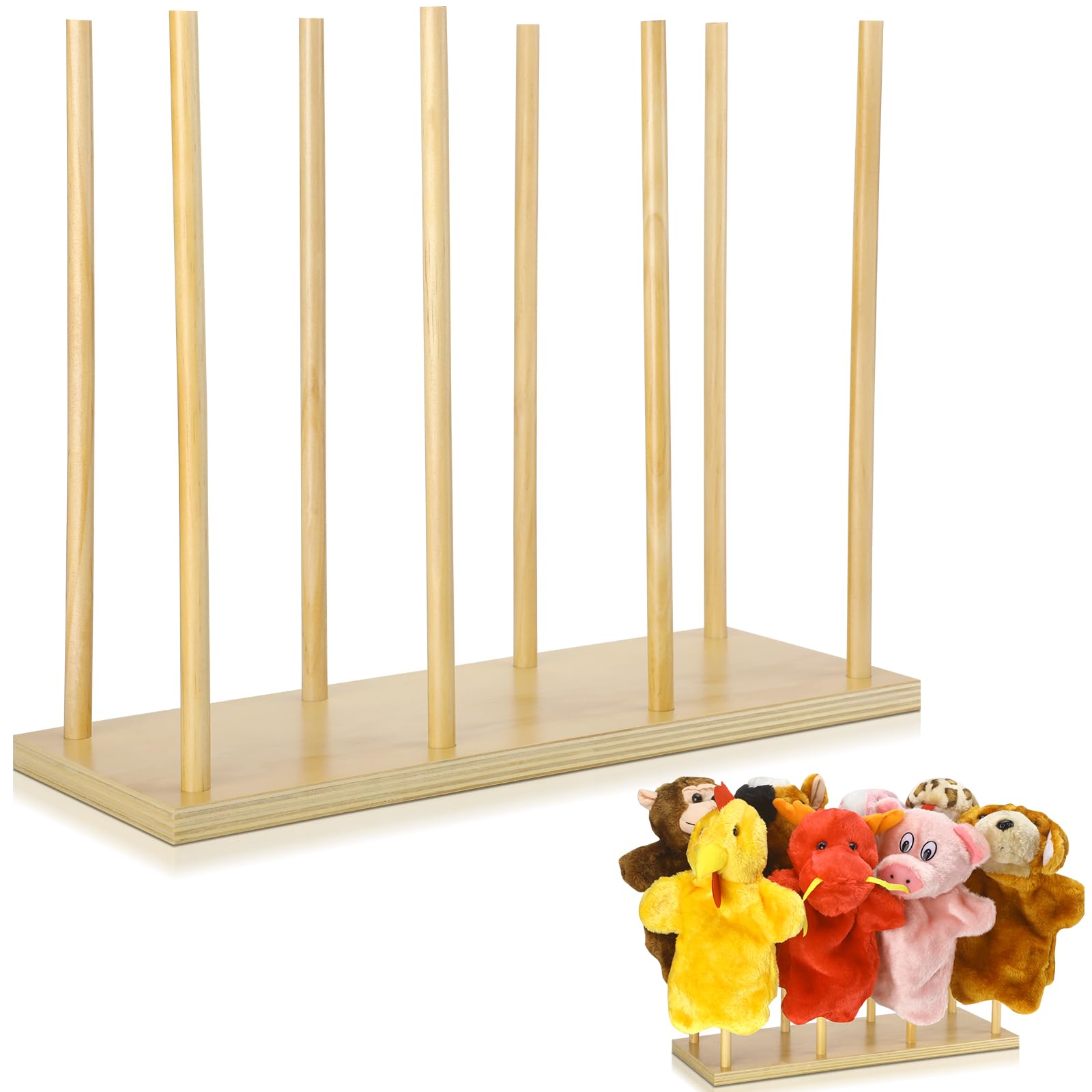 Photo 1 of DoubleFill 1 Pcs Puppet Stand Holder Wooden Puppet Stand for Kids, Puppet Anti Crush Storage Puppet Display for Classroom (8 Puppets)
