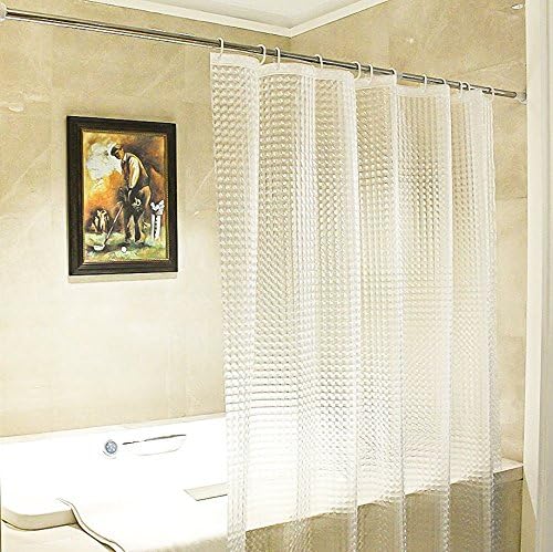 Diossad Shower Curtain Transparent Waterproof Mildew Resistant PEVA Bathroom Curtain with 12 White Curtain Rings