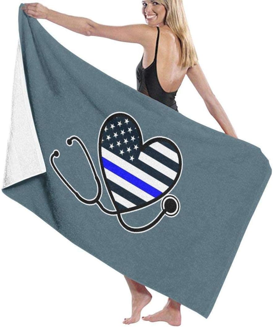 Yaxinduobao Bath Towel Thin Blue Line Nurses Stethoscope Nurses Bath Towels Super Absorbent