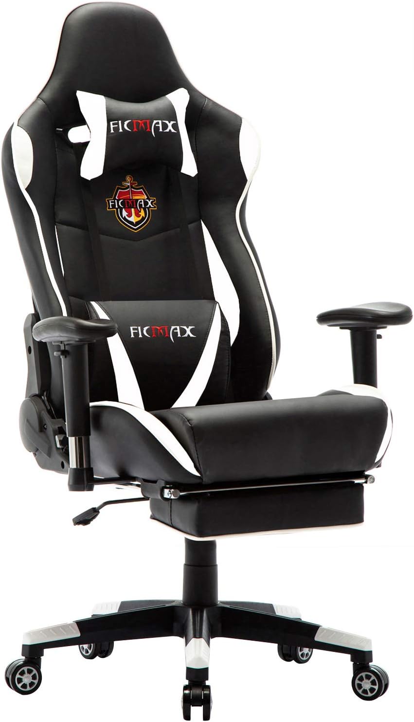 Ficmax Silla Gaming Ergonomica con Masaje Lumbar, Sillones de Oficina
