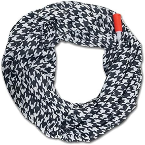 FlaskScarf Women's Jersey Infinity Novelty Flask Scarf (Hidden 8 Ounce Bladder) (Houndstooth Black/White)