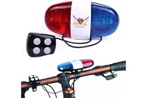 Bike Horn Bicycle Police Sound Light,Waterproof 6 LED Lights 4 Siren Sound Trumpet Cycling Electric Bell Siren Lights Accesso