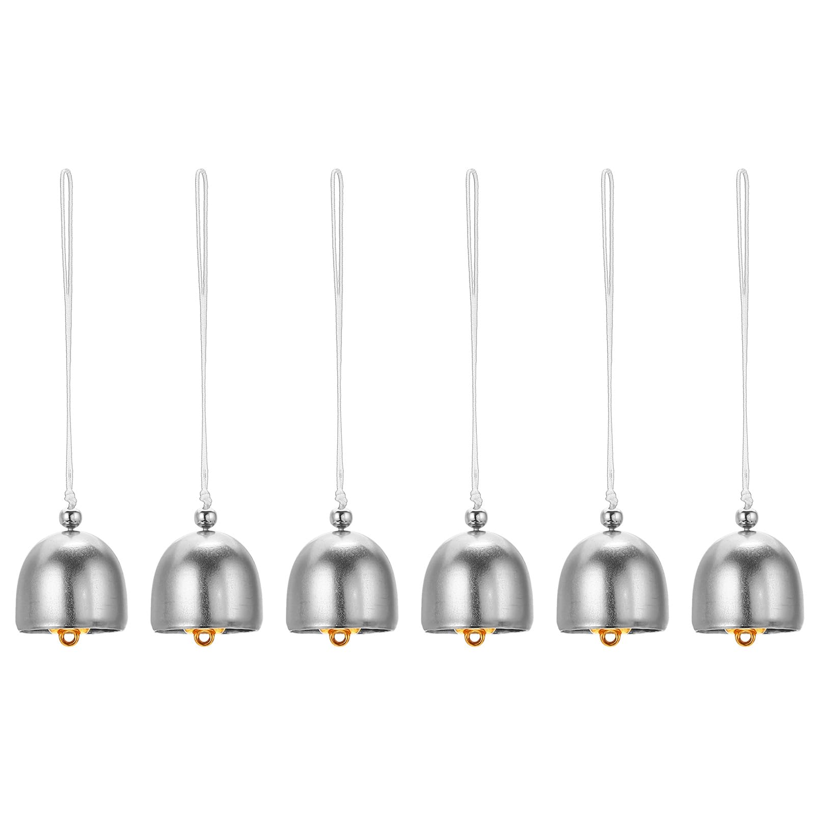 PATIKIL 6 Pcs Wind Chime, Hanging Bells Temple Bells Retro Outdoor Hanging Metal Chinese Wind Chime Round for Outside Garden Camping, Silver White