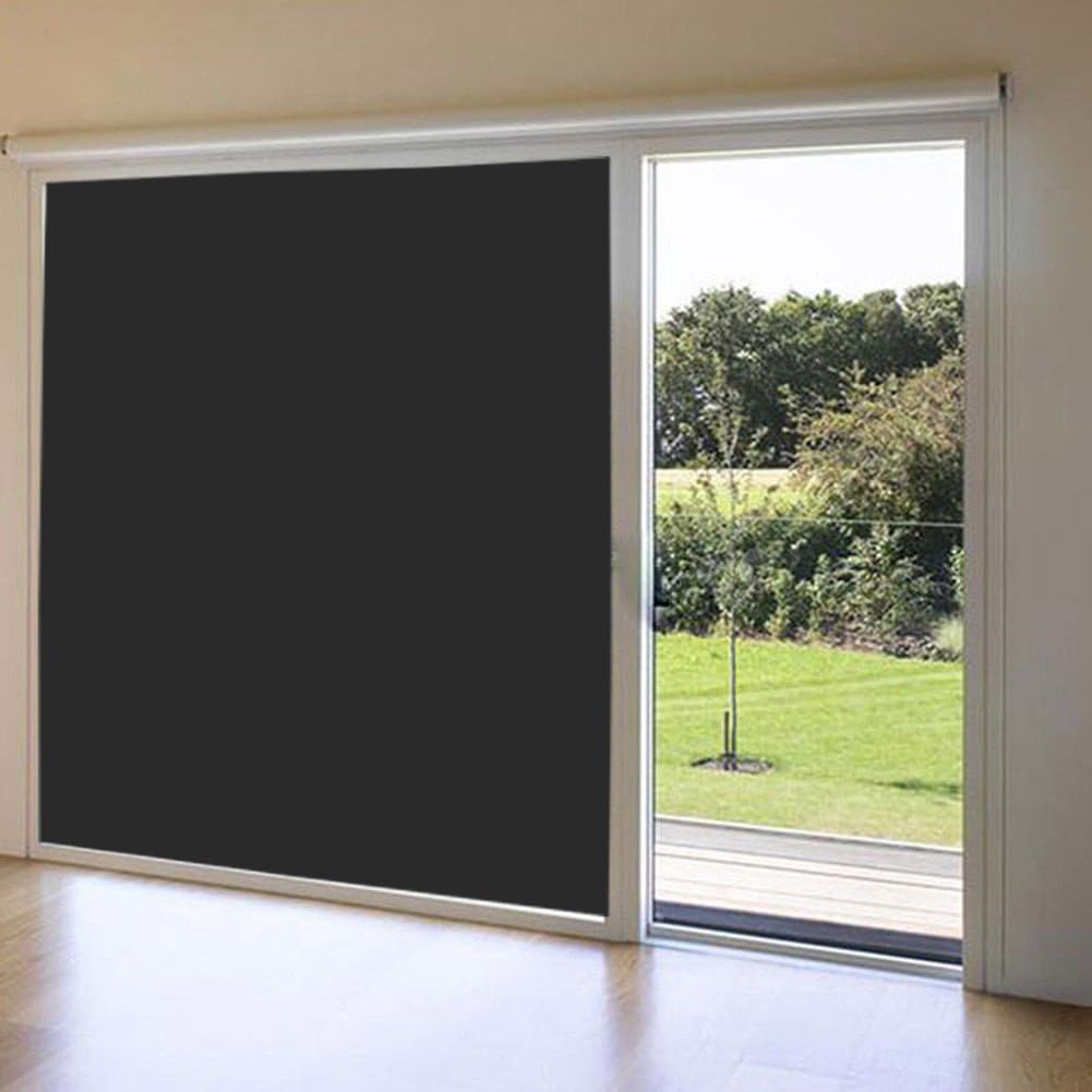 FENTIS Blackout Window Film 100% Light Blocking Privacy Film Black Static Cling Window Sticker Darkening Film Non-Adhesive Window Tint for Bedroom Day Sleeping and Baby Nursery 44.5x200 cm - Image 5