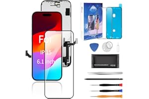 for iPhone 15 Screen Replacement， 6.1 inch 3D Touch Display Full Repair kit, Digitizer Assembly with Tools Set, Tempered Glas