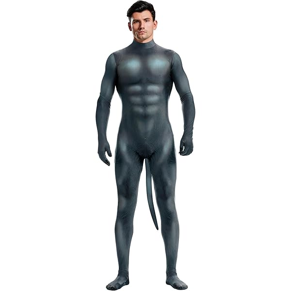 Body Zentai Homme Avec Queue En Fourrure - Pour Halloween, Cosplay, Fête, Fermeture éclair Dos/entrejambe - 2