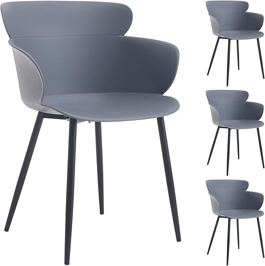 Idimex Esszimmerstuhl Catch Stuhle Esszimmer Kuchenstuhl L Im 4er Set Mit Sitzschale Und Armlehne Aus Kunststoff In Grau Modernes Design Amazon De Kuche Haushalt