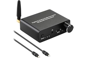 MYPIN 192kHz Digital to Analog Converter Bluetooth 5.0 Receiver DAC with 16-300Ω Headphone Amplifier Optical/Coaxial to RCA 3.5mm Audio Output with Volume Control for TV Phone Tablet (Normal, Basic)