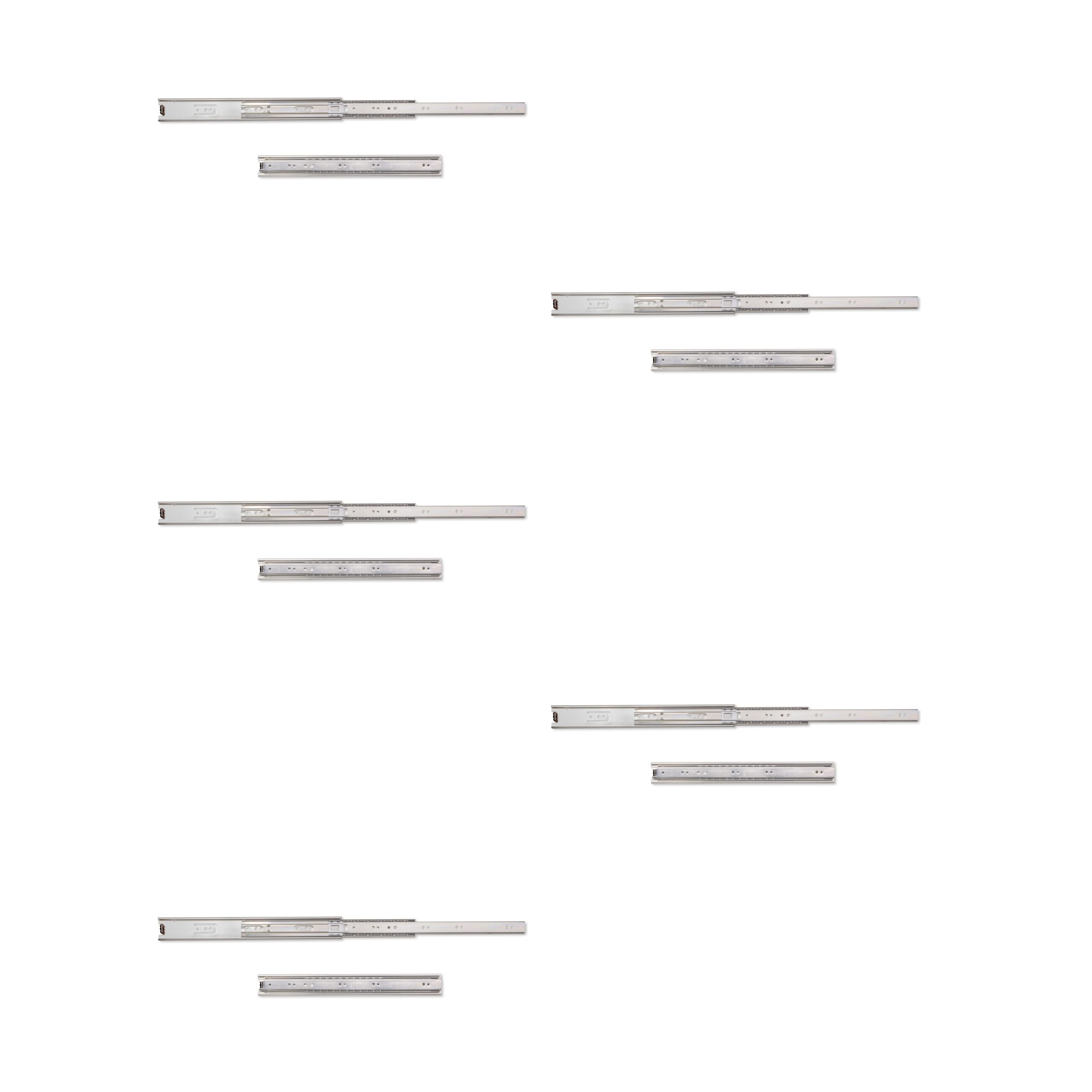 Emuca - Pair of ball sliders/rails with total exit 45 x 350 mm for drawers, Set of 5