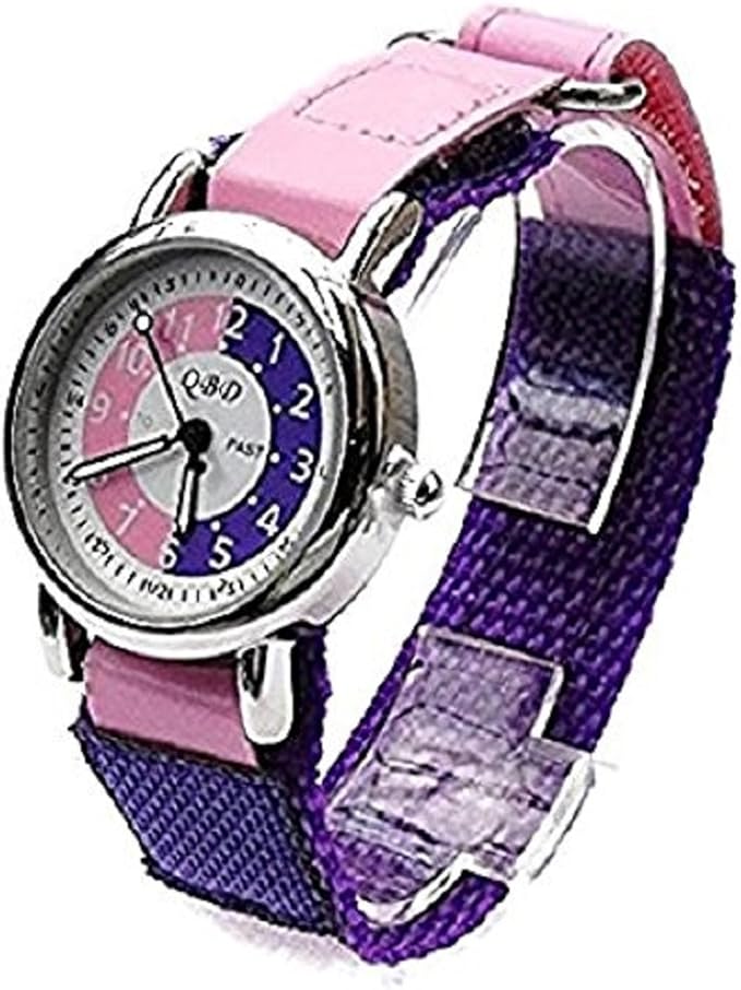 Girls/Kids Learn to Tell The Time Teaching Watch Purple/Pink Dial and