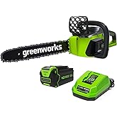 Greenworks 40V 16" Brushless Cordless Chainsaw, 4.0Ah Battery and Charger Included