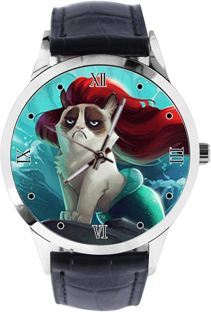 Grumpy Cat Custom Wrist Watch Unisex Analogue Quartz Watch with Leather