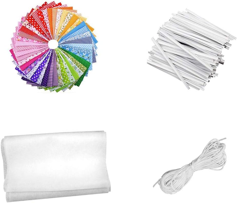 Salalook Face Cover Material DIY Self-Made Face Cover Material Set DIY Fabric Face Cover,Polyester Flat Elastic Band, Aluminum Flat Wire, 7 Artistic Fabric Designs (42PC Multicolor B)