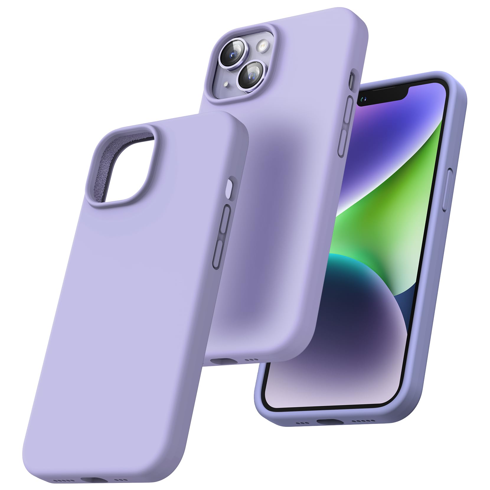 TOCOL Silicone for iPhone 14 Case 6.1-Inch, Liquid Silicone Multi-Color Slim Silky-Soft Touch Anti-Scratch Shockproof Protective Phone Cover, Purple