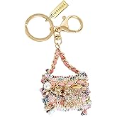 MONNEL MZ945 Gorgeous Tweed Cloth Handbag Charm Pendant Lobster Clasp Key Ring Keychain (Multicolor)
