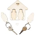 LAC Wooden Couple Keychains for Him and Her - House Warming Gifts New Home - House Key Chain Couple Gift for Anniversary
