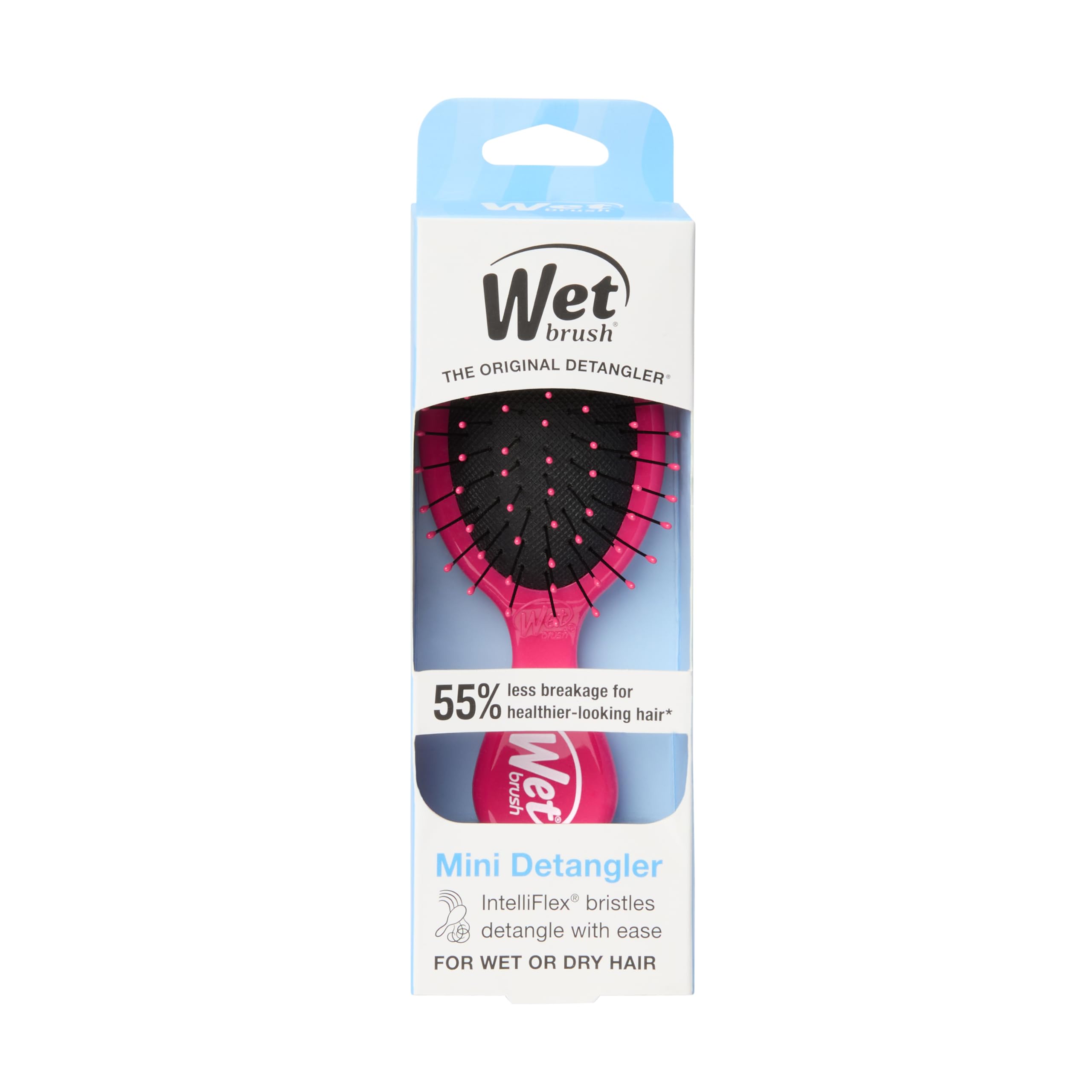 Wet Brush Mini Detangler Hair Brush, Pink, Detangling Travel Hairbrush, Ultra-Soft IntelliFlex Bristles Glide Through Tangles with Ease, Pain-Free, All Hair Types
