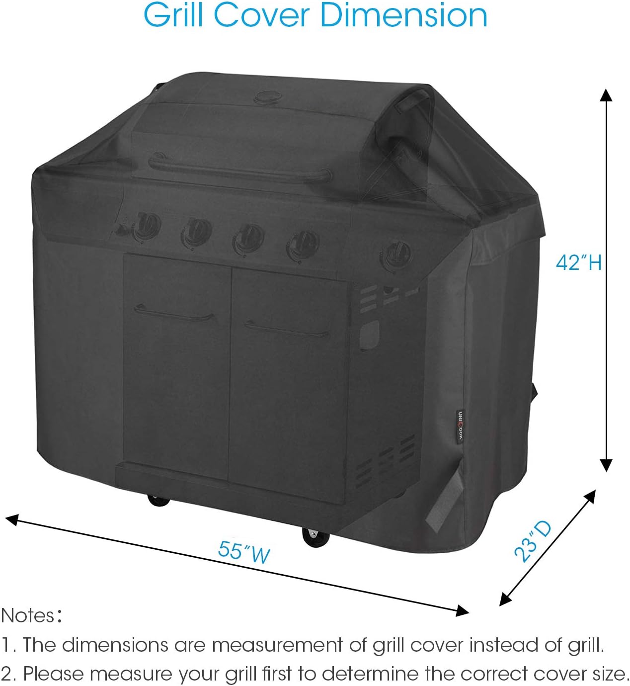Unicook Heavy Duty Waterproof Barbecue Gas Grill Cover, 55-inch BBQ Cover, Special Fade and UV Resistant Material, Durable and Convenient, Fits Weber Char-Broil Nexgrill Brinkmann Grills and More : Garden & Outdoor