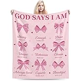 Christian Gifts for Women Blanket – Inspirational Bible Verse Throw with Bowknot Design, Religious Faith Encouragement Blanket for Mom, Grandma, Wife, Daughter, Friends, Birthday, Christmas