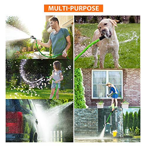 HooSeen Expandable Garden Hose, 75ft Flexible Kink-Free Water Hose with Double Latex Core, 3/4" Solid Nickel Plating Fitting and Shut Off Valve,Expanding Garden Hose for Watering