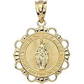 Religious Jewelry 14k Yellow Gold Miraculous Medal Of Blessed Virgin Mary Round Pendant
