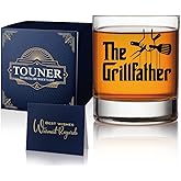 TOUNER GrillFather Whiskey Glasses, Funny Grilling Gifts For Men, BBQ Present For Man, Cooking Gift For Dad