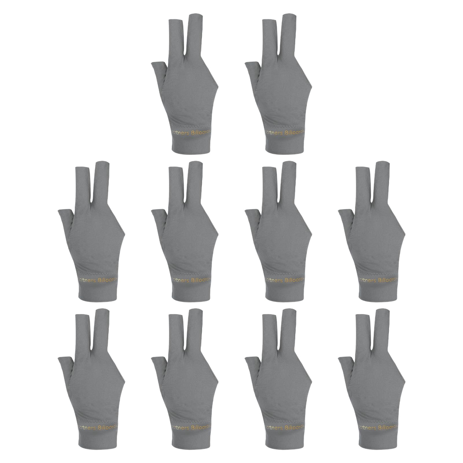 PATIKIL 10pcs 3 Finger Pool Glove Right Hand Billiard Gloves Pool Cue Accessories Grey