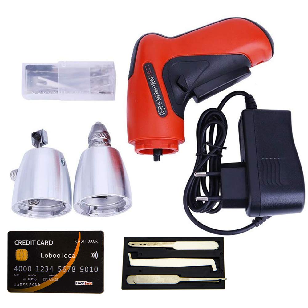 Loboo Idea Electric Lock Pick Gun and Credit Card Lock Picking Tool Kit, Lock Picking Tool Gun Lock Picks Kit for Professional Locksmiths and Beginners