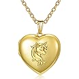 YOUFENG Love Heart Locket Necklace that Holds Pictures Polished Lockets Necklaces Birthday Gifts