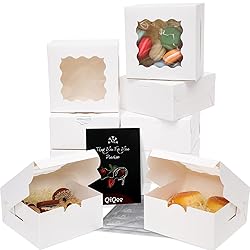 Bakepacker 100pcs White Bakery Boxes with Window