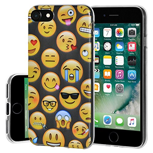 Soft Gel Crystal Clear Transparent Emoji TPU Skin Case for Apple iPhone 7 - Mix…
