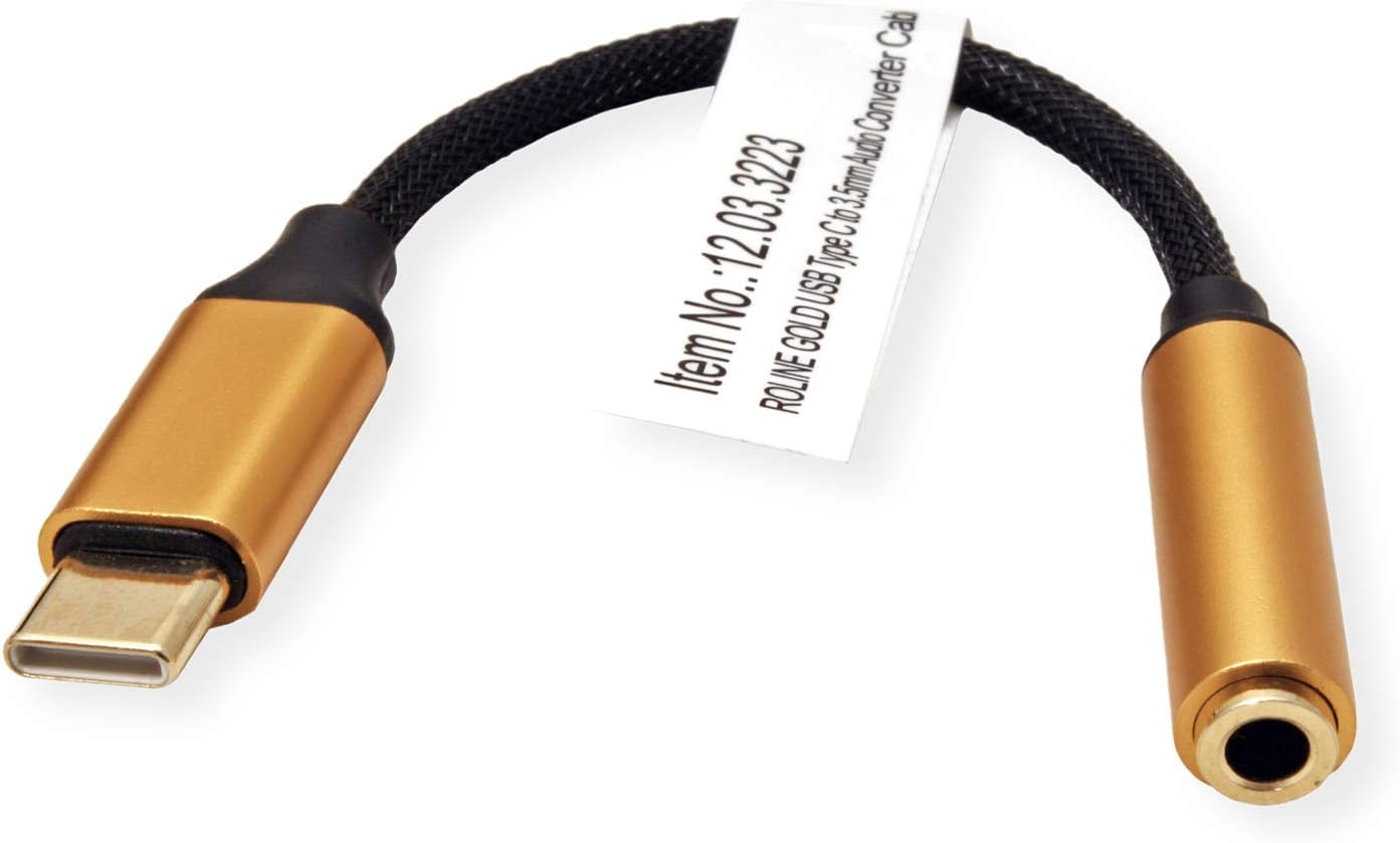 ROLINE GOLD Adaptor USB Type C - 3.5 mm Audio, ST/BU, 0.13 m, Black, Gold - Image 3