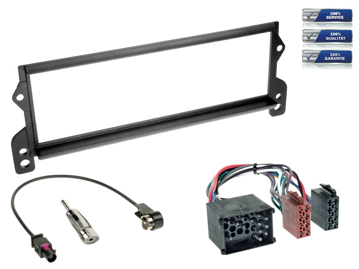 NIQ Radio Installation Kit Compatible with BMW Mini (R50 - R53) with Adaptor Cable and Antenna Adaptor Black
