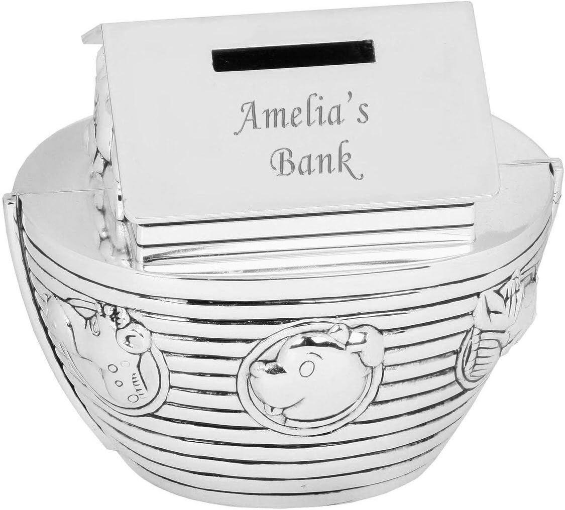 Boys & Girls Silver Noah's Ark Money Box Amazon.co.uk Kitchen & Home