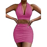 2 Piece Outfits for Women Sexy Club Night Out Crop Top & Bodycon Skirt Set Dresses