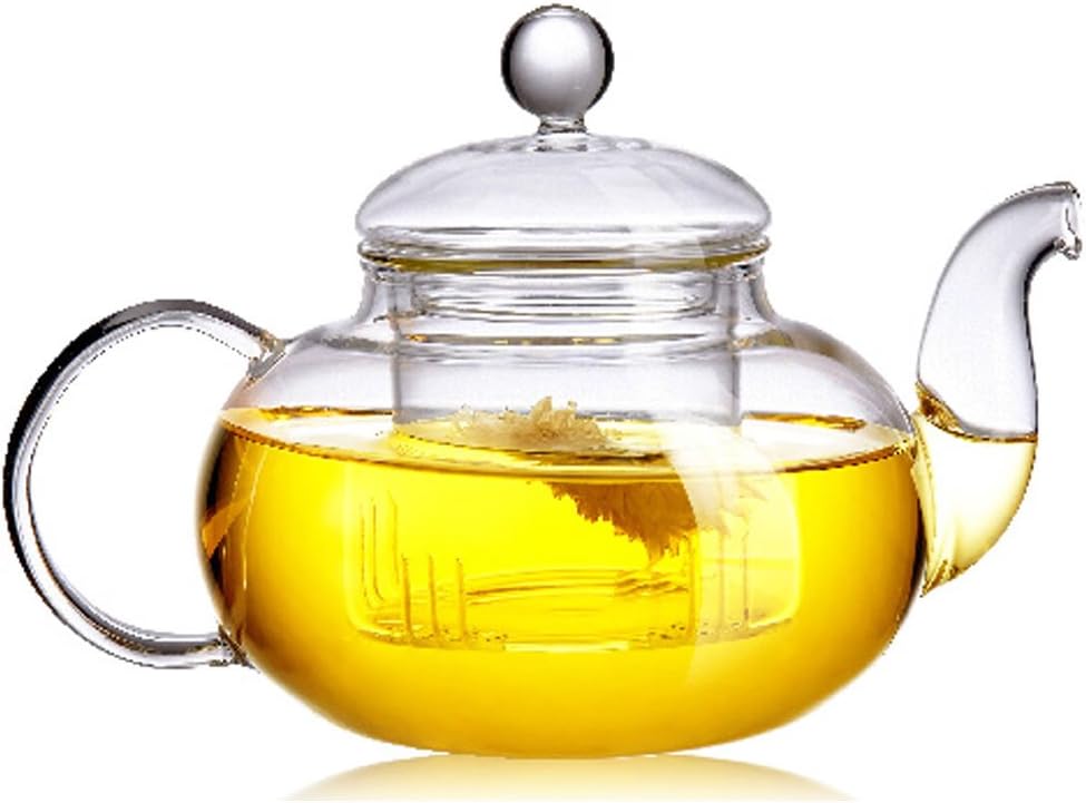 Beileer Clear Glass Teapot Heat Resistant Teapots 600 ml with Infuser