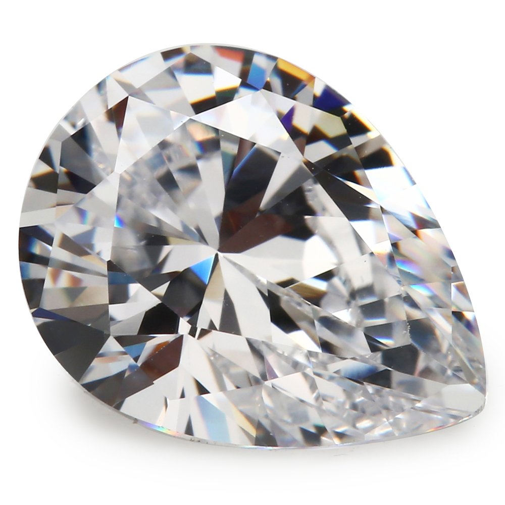 50PCS Size 8x10mm 5A Pear Shape Machine Cut White Color Cubic Zirconia Stone Loose CZ Stones JIANGYUANGEMS (8x10mm 50pcs…