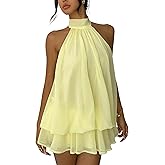 NWFZCCP Party Dress for Women Premium Feel Ruffled Bubble Dress Self-Tie Strap Sexy Sleeveless Backless Fitted Mini Dress