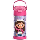 THERMOS FUNTAINER Water Bottle with Straw - 12 Ounce - Kids Stainless Steel Vacuum Insulated Water Bottle with Lid, Gabby’s Dollhouse