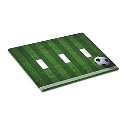Pznen Triple Toggle Wall Plate, Green Football