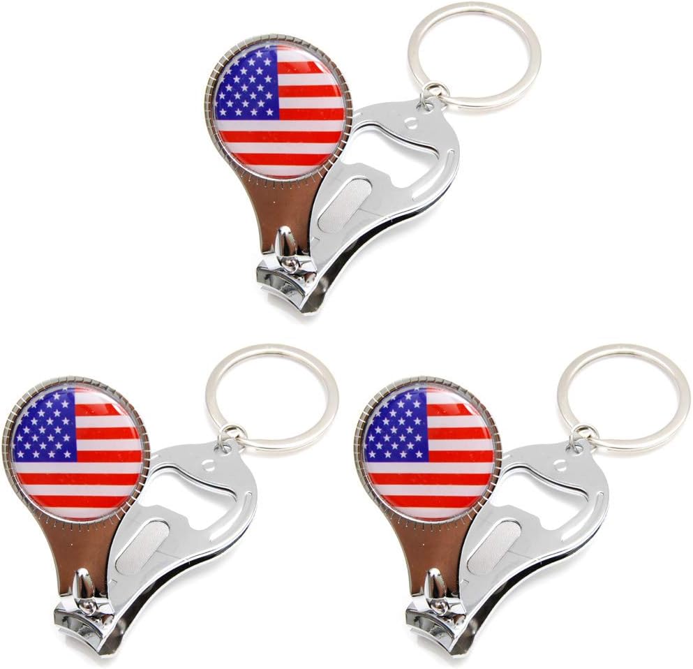 New York (3 Pack) NYC NY Keychain Metal Key Ring NY Souvenir - US Flag Nail Clipper, Opener with Nail File Keychain Statue of Liberty
