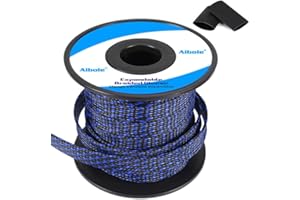 AIBOLE 100Ft-1/2inch PET Expandable Braided Wire Sleeving,Wire Loom Cable Sleeve for TV,Computer,Home Theater,Automotive,Home Industrial,Electrical Wires,Chemical,Protect Cat from Chewing Cords,BlackBlue
