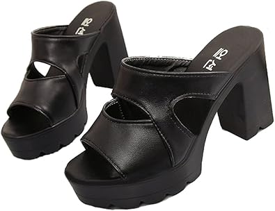 amazon black block heels