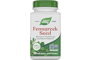 Nature's Way Fenugreek Seed Supplement, Fenugreek for Traditional Breastfeeding Lactation Support*, Non-GMO Project Verified, Vegan, 100 Capsules (Packaging May Vary)