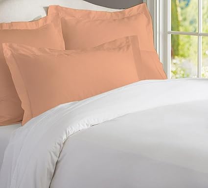 Euro Size Super Soft Peach Color Set Of 2 Pcs Pillow Shams 400 Thread Count Supreme Grade Egyptian Cotton Size 26 X 26 Pillow Shams Solid